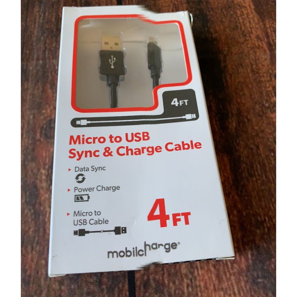 Micro To USB Sync & Charge Cable 4FT Mobilecharge Data Power Cord